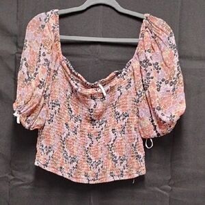 Elegant Floral Puff Sleeve Blouse